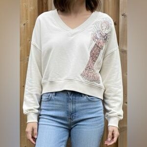 AERIE One-of-a-Kind Upcycled Angel Tapestry Sweatshirt - Size Medium